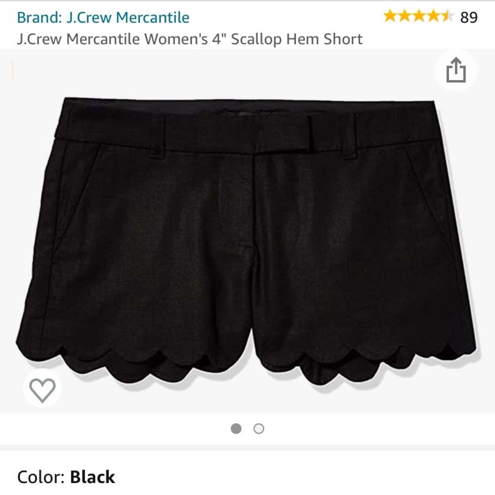 J. Crew mercantile women’s black scallop hem linen 4” shorts size 6 scalloped